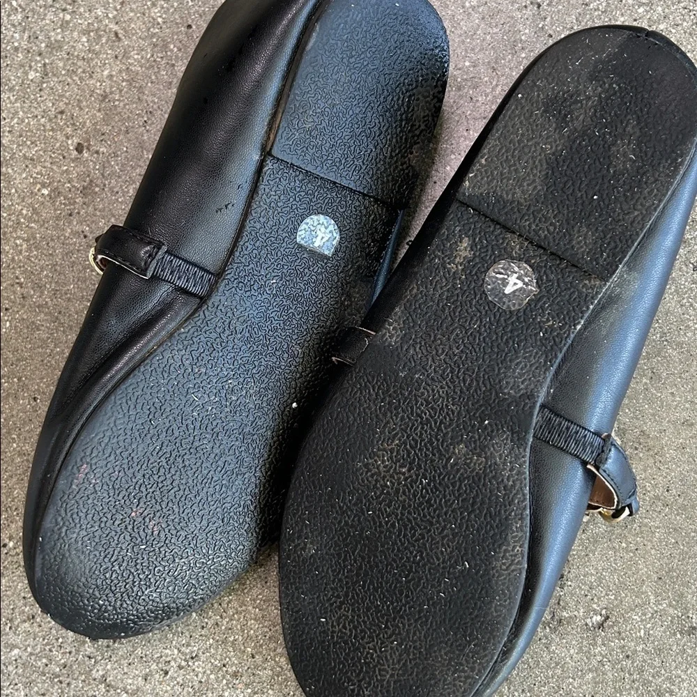 Kids INC Black Mary Jane Flats with Gold Chain